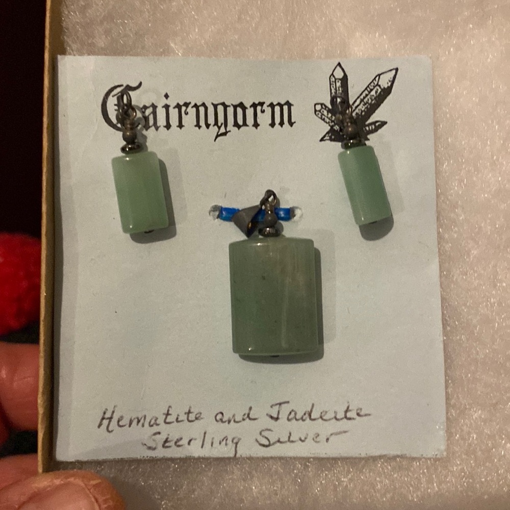 Pretty Hemarite and Jadeite Sterling Silver